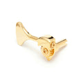 Gold-colored bass guitar machine head tuner with visible gear and shaft on a white background.