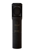 Black microphone with mesh grille and label reading FRONT MKH 8030