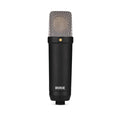 Black cylindrical microphone with silver mesh top and RØDE logo on the body.
