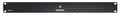 Front panel of a black rack-mount device labeled 9401A by Genelec with multiple small indicator lights and one green illuminated button.