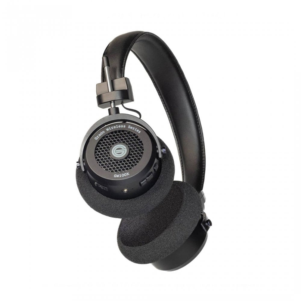 Black over-ear headphones with foam ear cushions and visible control buttons on one earcup.