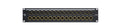 Black patchbay panel with two rows of gold and black XLR connectors and white numbering.