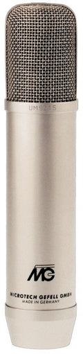 Metallic beige microphone with mesh grille and printed text including UM 92.1S and Microtech Gefell GmbH.