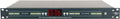 Front panel of a digital audio network to analogue converter with input/output meters and a display screen showing status info.