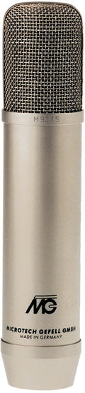 Silver microphone with metal mesh grille and Microtech Gefell branding on the body.