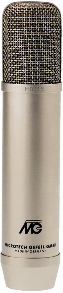 Silver microphone with metal mesh grille and Microtech Gefell branding on the body.