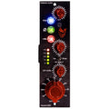 Front view of a black Phoenix Audio Ascent-500 module with red knobs, LED indicators, and labels.