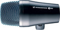 Black and silver Sennheiser e 902 microphone with metal grille and connector socket.