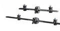 Two black metal space bars labeled 'SPACE BAR SB-30' and 'SPACE BAR SB-66' with adjustment knobs and mounting screws.