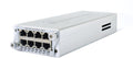 Silver rectangular metal device with eight RJ45 ports labeled for HB Pro mixers