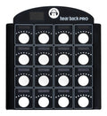 Black rectangular device with 16 rotary knobs in a 4x4 grid and 'hear back PRO' branding at the top.