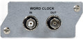 Metal panel with two BNC connectors labeled Word Clock In and Out.
