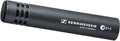 Black metal studio microphone with mesh grille and SENNHEISER e614 branding on the body.
