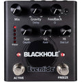 Black Eventide Blackhole pedal with eight control knobs, two footswitches, and preset LEDs.