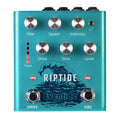Teal guitar effect pedal with six control knobs, two footswitches, and LED indicators labeled Riptide by Eventide.
