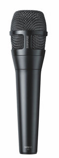 A black handheld Shure microphone with model number NXN8/C printed on the body.