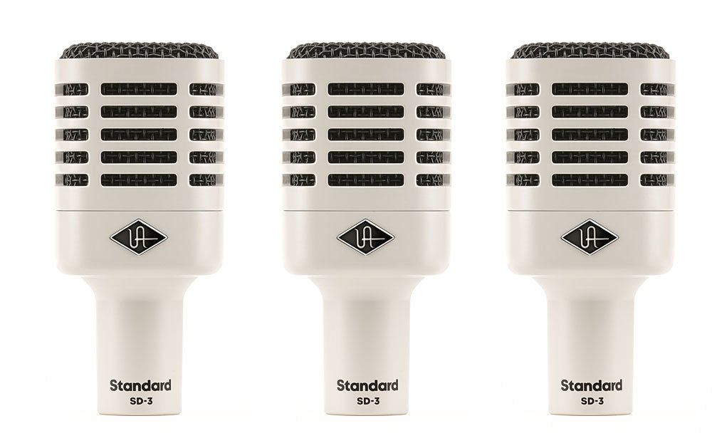 Three identical white microphones with black grille and 'Standard SD-3' text on each front, arranged side by side.