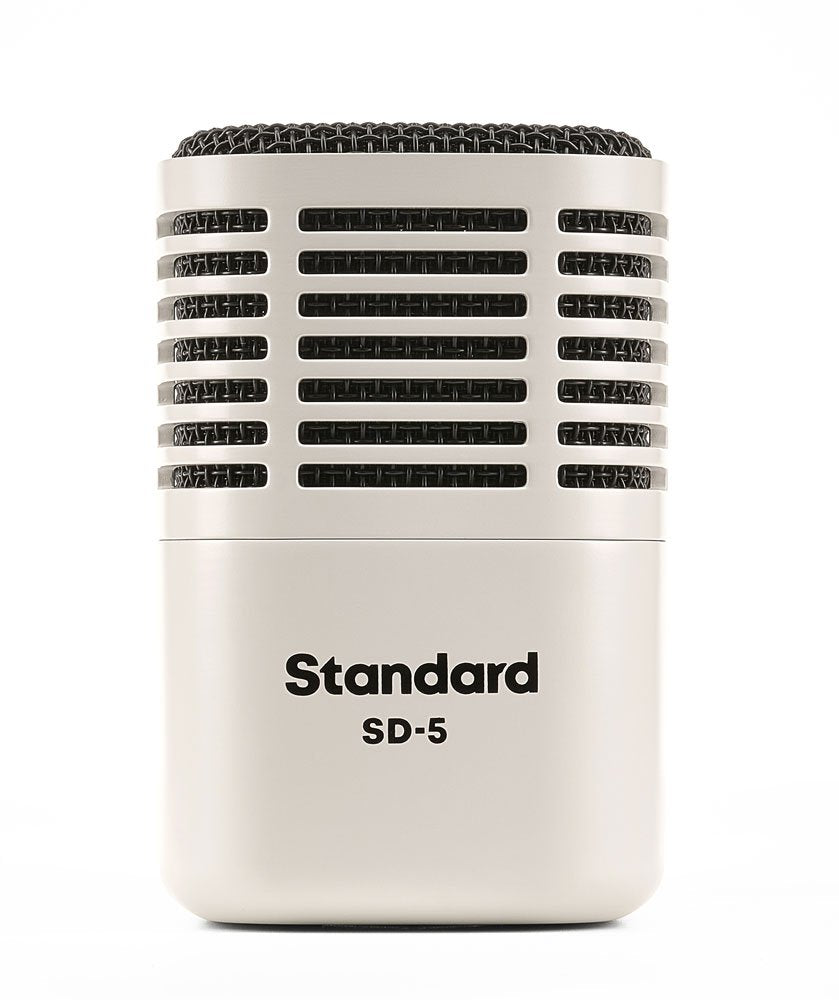 Front view of a white Standard SD-5 microphone with a black grille and ventilation slots.
