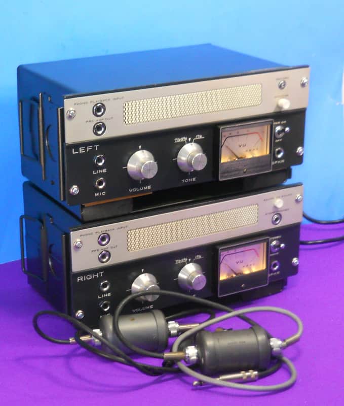 Available APRIL 1 26- Matched  Pair AKAI 2 M-8 Tube Mic Pre Tube Direct In Vint.Mic Trans & Custom Case