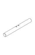 Black cylindrical metal tube with two small circular indentations in the middle on a white background.
