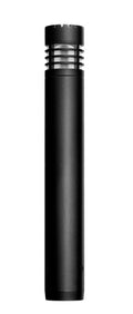 Black cylindrical microphone with a metal mesh grille near the top.
