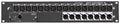 Black rackmount audio interface with 16 female XLR inputs, 8 female XLR outputs, and one Ethernet-type port