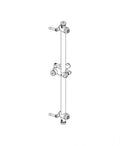 Line diagram of a vertical mounting pipe with adjustable clamps and knobs.