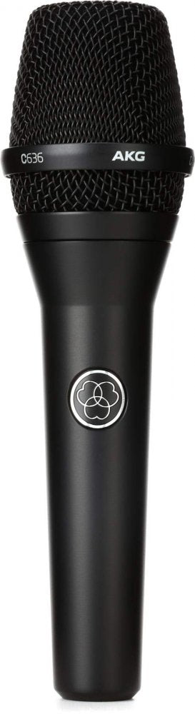 Black handheld microphone with metal mesh grill and AKG logo, labeled C636.