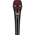 Black handheld microphone with red mesh grille and sE logo on the body, showing a sliding switch and model number V7.