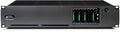 Black rackmount audio device with Prism Sound logo, touchscreen display with meters, and power button on front panel.