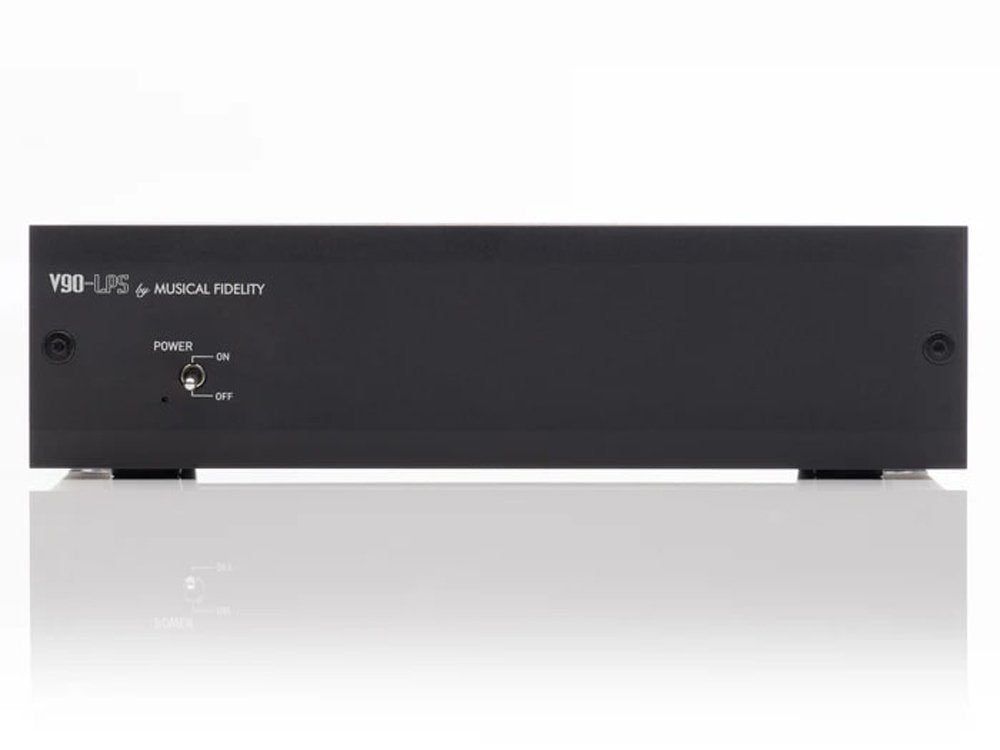 Black Musical Fidelity V90-LPS device with power toggle switch on front panel and brand text.