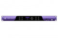 Front view of a purple Apogee Symphony Studio 8x16 audio converter with buttons, knobs, and headphone jacks.
