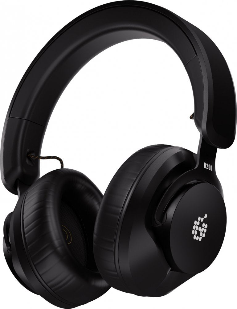 Black over-ear headphones with padded ear cups and headband, labeled H200 on the side.
