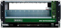 Front view of a BURL audio rack unit with BMB4 clock control, green B80 Mothership section, and black BP300 power supply.