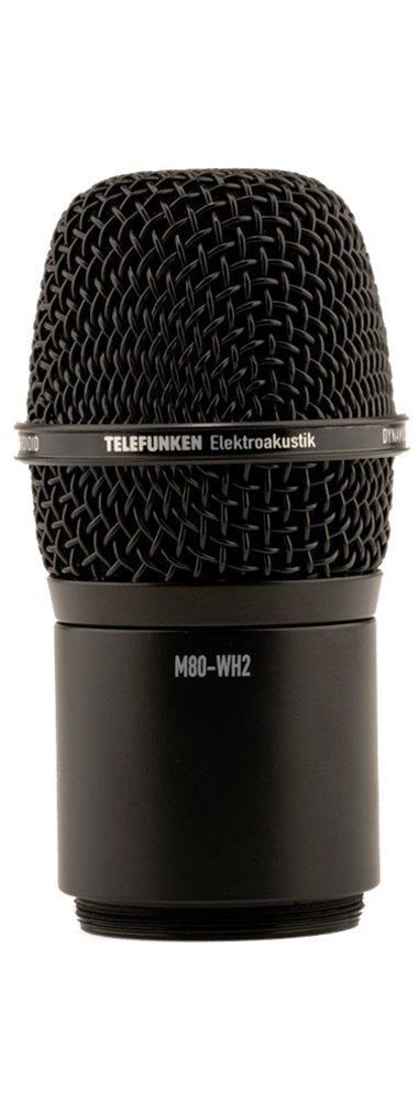 Black dynamic cardioid microphone head with TELEFUNKEN Elektroakustik branding and model number M80-WH2.