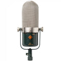 Front view of a dark green and silver microphone with mesh grille and control knob, labeled R1 ACTIVE MKIII.