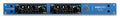 Blue rackmount audio device with two identical control panels labeled PUMP and POWERGRIDDuo branding on front.