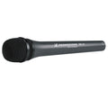 Black handheld Sennheiser MD 42 microphone with metal mesh grille on the head and text on the handle.