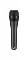 Black handheld microphone with metal mesh grille and Sennheiser branding on the body.