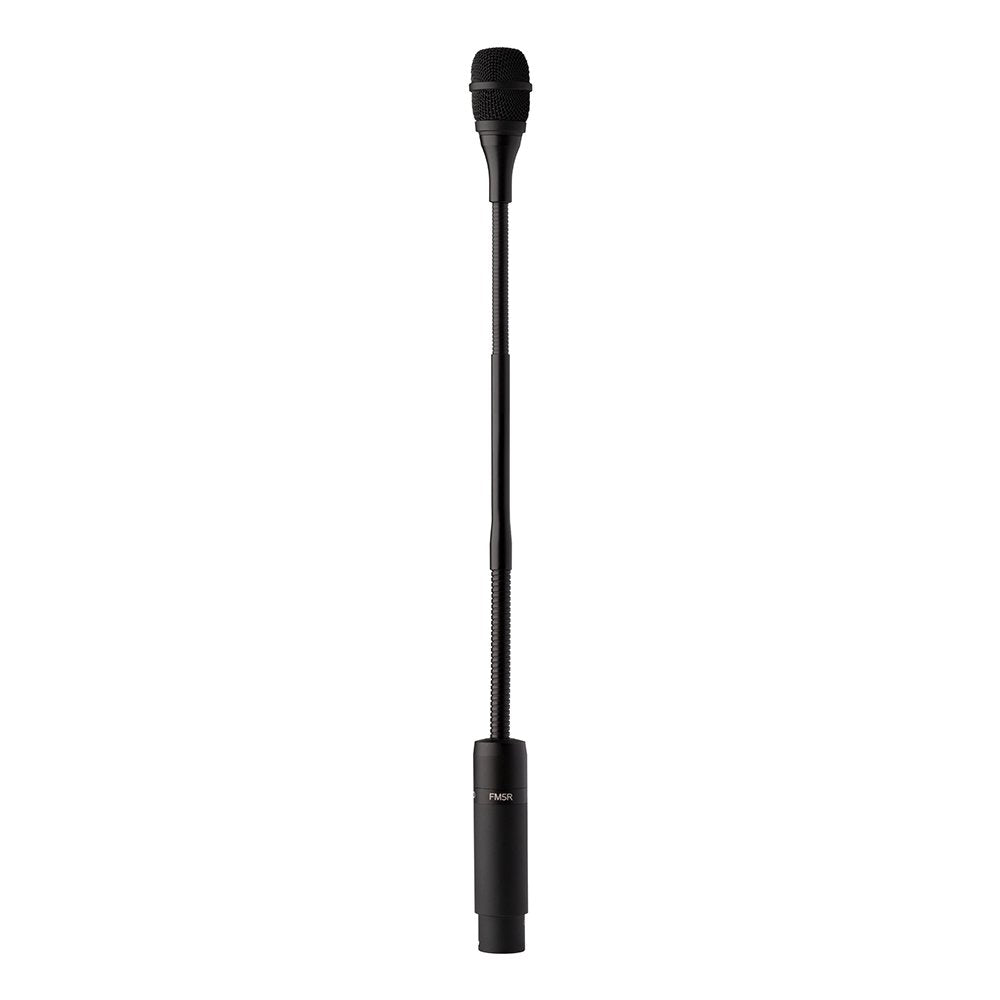 Black microphone with a long, flexible neck and 3-pin XLR male connector at the base.