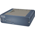 Blue and gray rectangular electronic device labeled SONIFEX DIO19 with multiple indicator lights and a reset button on the front panel.