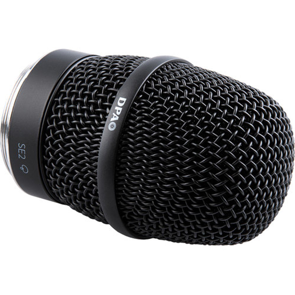 Black cylindrical microphone grille capsule with metal mesh and DPA branding