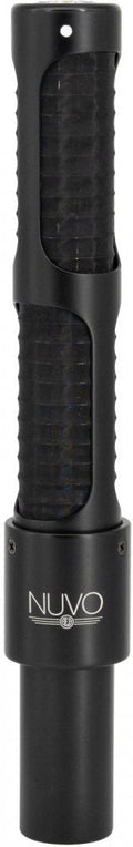 Black cylindrical microphone with mesh grille and NUVO branding on the body.