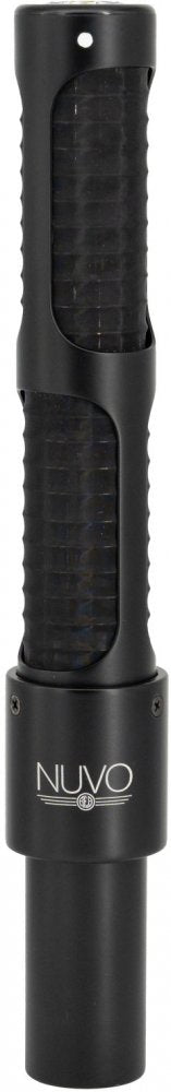 Black cylindrical microphone with mesh grille and NUVO branding on the body.