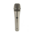 Silver metal handheld microphone with a mesh grille and TELEFUNKEN logos on the body and grille ring.