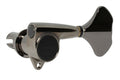 Cosmo black bass guitar tuning machine with mounting hole and tuning key visible.