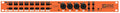 Orange rackmount patchbay with multiple 3.5mm TRS jacks and four combo jack connectors on front panel.