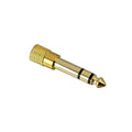 A gold 1/4 inch TRS headphone jack adapter with a knurled grip on one end.