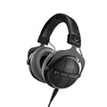 Black and grey over-ear headphones with a wired audio connector and visible 'DT 990 PRO X' branding.