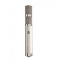 Silver cylindrical studio microphone with metal mesh grille and WA logo on the body.